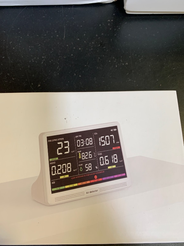 Photo 1 of bonoch 16 in 1 Air Quality Monitor Indoor 7" Display 9 AQI+7 AQI Alerts, CO2 Monitor Air Quality Tester for CO2, TVOC, PM2.5 PM1.0 PM10, HCHO Temperature Humidity AQI & Time Air Quality Meter for Home