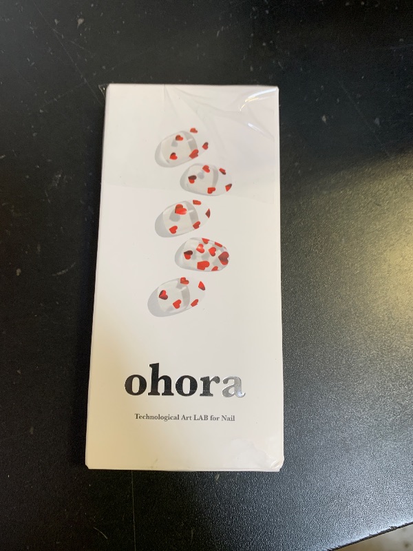 Photo 1 of ohora Semi Cured Gel Nail Strips (N Be My Valentine) - Red, Pattern, Works with Any UV/LED Lamps, Salon-Quality, Long Lasting, Easy to Apply & Remove - Includes 2 Prep Pads, Nail File & Wooden Stick