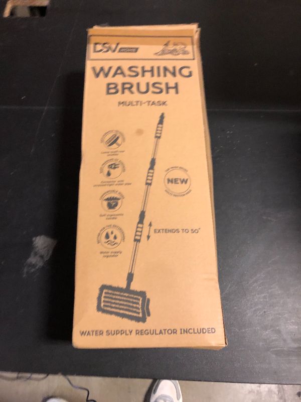 Photo 1 of DSV Standard Car Wash Brush with 50'' Long Handle, Car Cleaning Brush with Hose Attachment, Car Brushes for Washing 10'' Soft Bristles for Scratch-Free Cleaning Auto, Truck, Boat, Floor and More