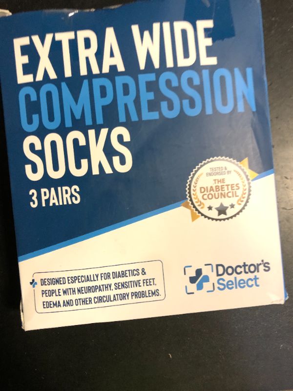 Photo 1 of Doctor's Select 3 Pairs Plus Size Compression Socks Wide Calf - Up to 6XL | 20-30 mmHg Compression Socks for Women Wide Calf Soreness Support | Black, Gray, Navy
