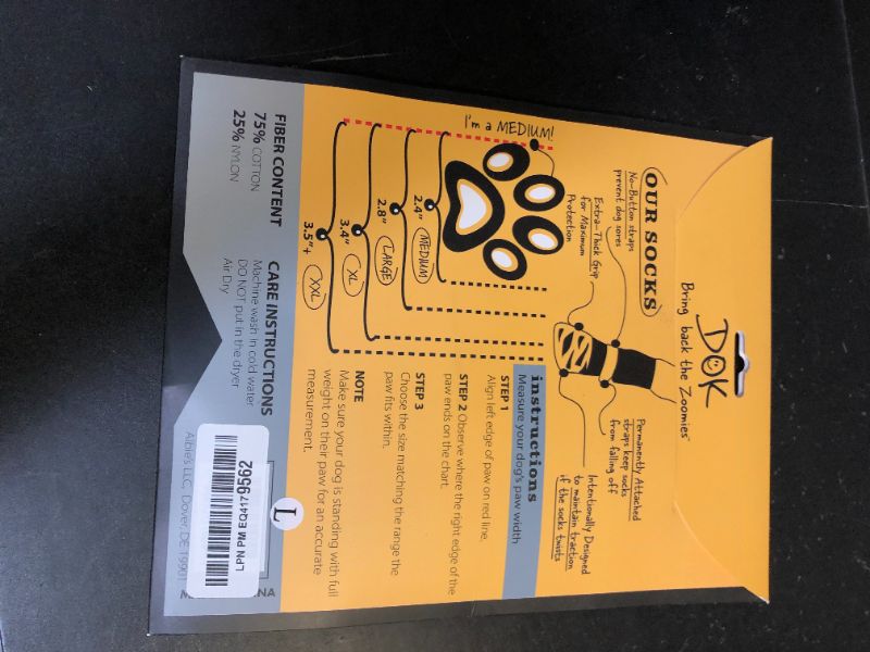 Photo 1 of DOK TigerToes Premium Non-Slip Dog Socks for Hardwood Floors - Extra-Thick Grip That Works Even When Twisted - Prevents Licking, Slipping, and Great for Dog Paw Protection - Size Large
