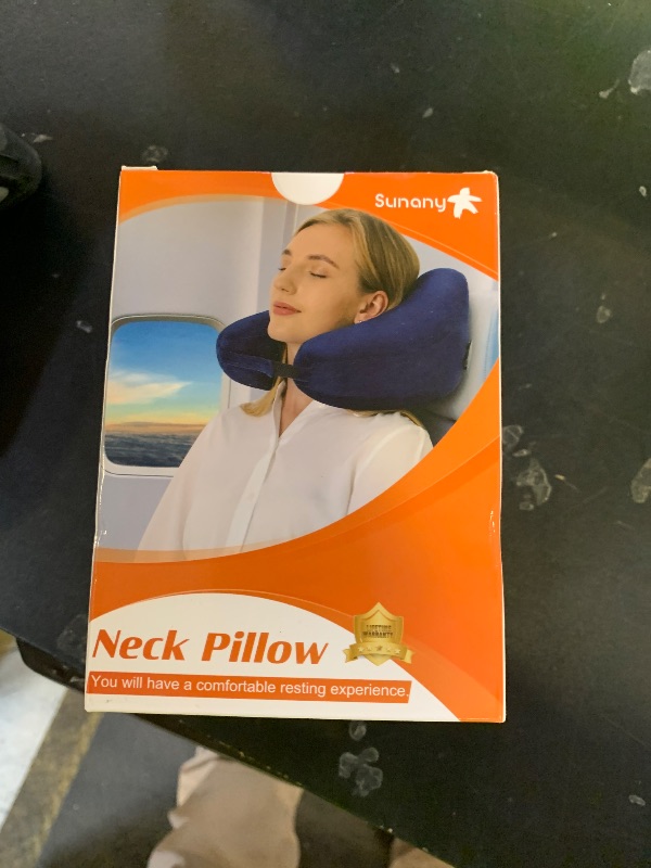 Photo 1 of Sunany Neck Pillow for Travel Inflatable Airplane Pillow Comfortably Supports Head, Neck and Chin, Inflatable Travel Pillow with Soft Velour Cover and Portable Drawstring Bag (Black)