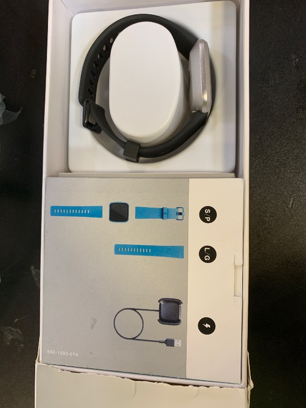 Photo 1 of Fitbit Versa Lite Smartwatch,GPS,Charcoal/Silver Aluminum, One Size (S & L Bands Included)