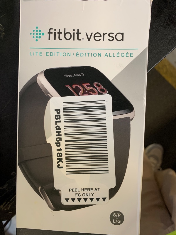 Photo 1 of Fitbit Versa Lite Smartwatch,GPS,Charcoal/Silver Aluminum, One Size (S & L Bands Included)