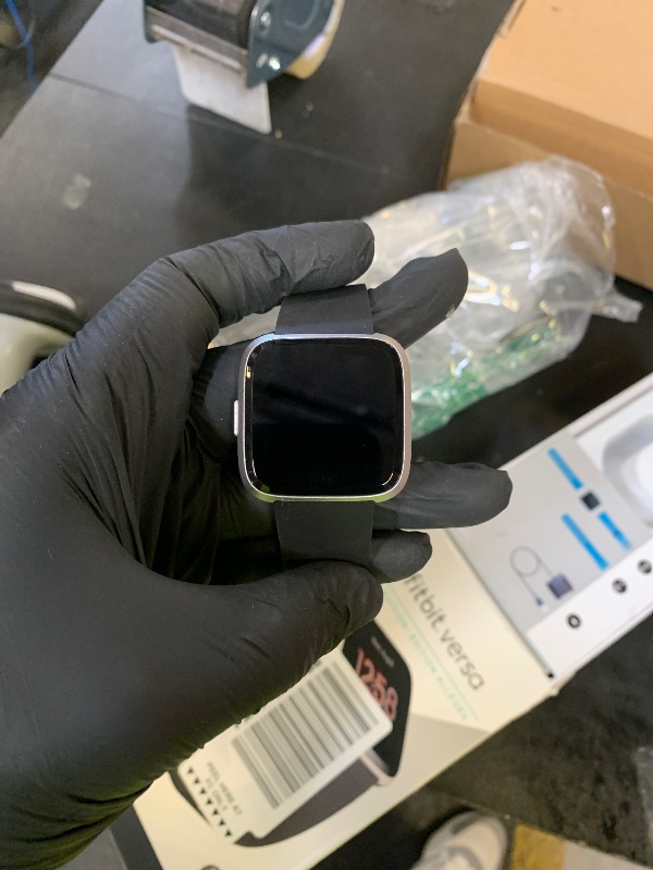 Photo 1 of Fitbit Versa Lite Smartwatch,GPS,Charcoal/Silver Aluminum, One Size (S & L Bands Included)