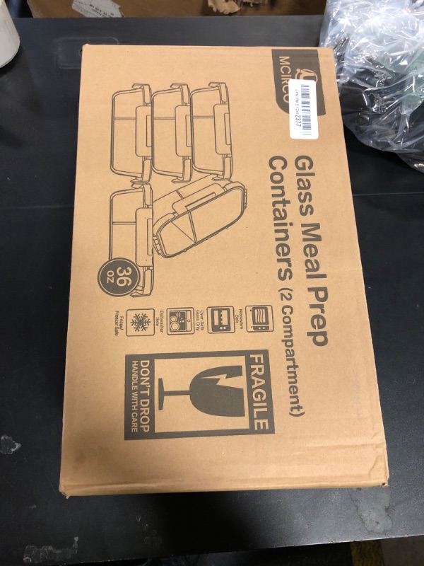 Photo 1 of [5-Pack,36 Oz]Glass Meal Prep Containers 2 Compartments Portion Control with Upgraded Snap Locking Lids Glass Food Storage Containers, Microwave, Oven, Freezer and Dishwasher (4.5 Cups)