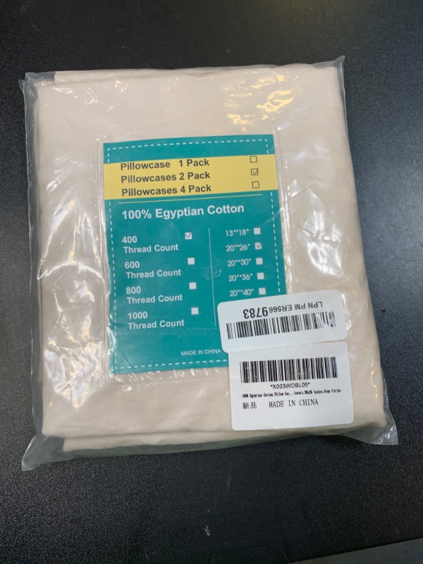 Photo 1 of 100% Egyptian Cotton Pillow Cases Set of 2, Standard Size 400 Thread Count Cooling Pillowcases, Soft and Breathable Pillow Covers with Envelope Closure, 20x26 Inches (Standard, Striped Gray)