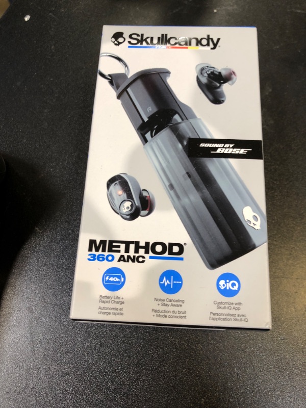 Photo 1 of Skullcandy Method 360 ANC Wireless Earbuds, Sound by Bose, Bluetooth Headphones, Premium Noise Cancelling, Up to 40 Hrs Battery, Sweat and Water Resistant, Microphone for iPhone Android - True Black