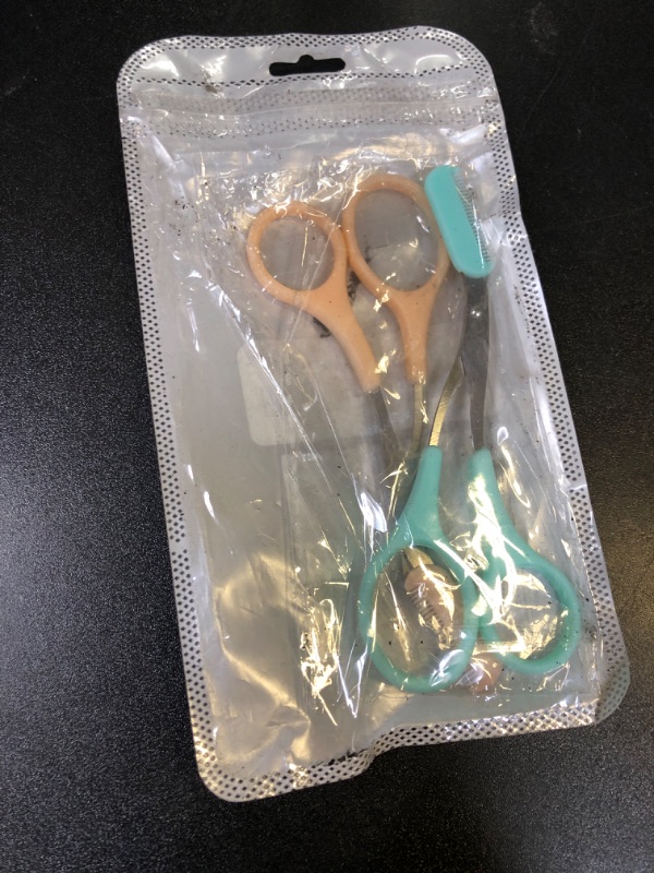 Photo 1 of 2Pcs Eyebrow Trimmer Scissors, Men Women Eyebrow Clippers, Comb Head Detachable, Safe Eyebrow Trimming Tool, Beard Trimmer, Easy to Operate for Beginners, Makeup Artist Recommended Eyebrow Scissors
