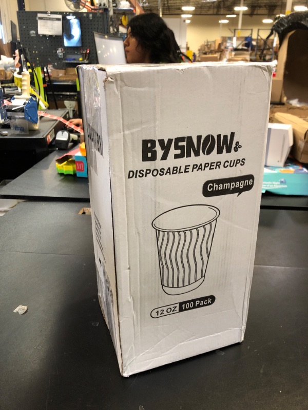 Photo 1 of 100 Pack 12 oz Disposable Paper Coffee Cups, Leak Proof Insulated Ripple Wall Hot Cups for Espresso, Coffee, Tea, Hot Chocolate, To Go Drinks (Home, Office, Cafe Bar)