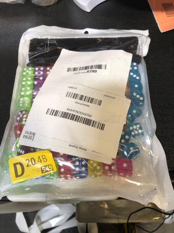 Photo 1 of 100Pcs Colored Dice Set Standard 16mm Game Dice Bulk with a Black Drawstring Storage Bag, for Learning, Classroom (Colored)