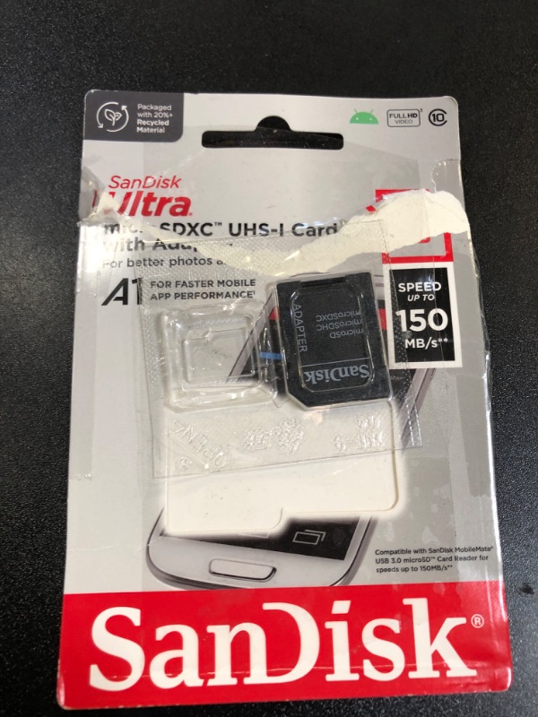 Photo 1 of SanDisk 256GB Ultra microSDXC UHS-I Memory Card with Adapter - Up to 150MB/s, C10, U1, Full HD, A1, MicroSD Card - SDSQUAC-256G-GN6MA [New Version]