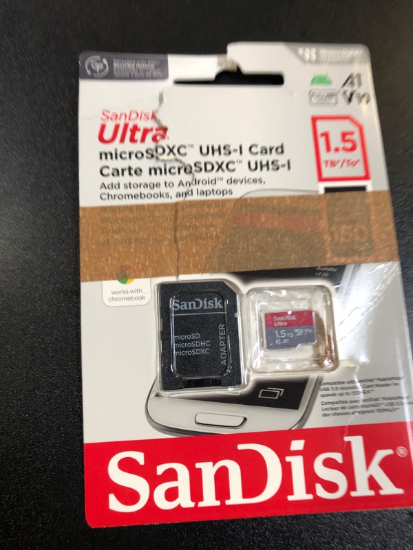 Photo 1 of SanDisk 1.5TB Ultra microSDXC UHS-I Memory Card with Adapter - Up to 150MB/s, C10, U1, Full HD, A1, MicroSD Card - SDSQUAC-1T50-GN6MA [New Version]