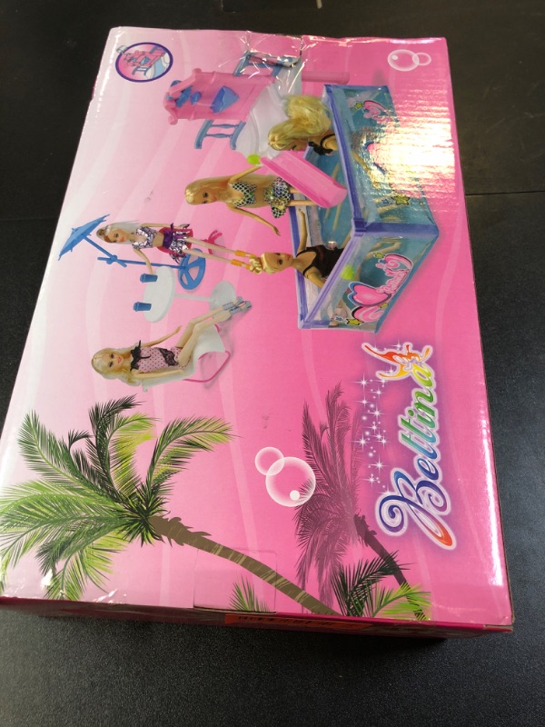Photo 1 of Glam Deluxe Doll Pool Playset with 7 Pcs Accessories, Fits 12 Inch Dolls, Kids Gifts for 3 to 8 Year Olds Girls, Bath Toys for Toddlers, Birthday & Xmas Gift for Girls & Kids Aged 3+
