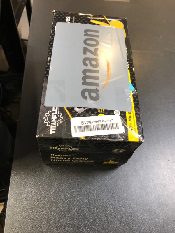 Photo 1 of TitanFlex Heavy Duty Nitrile Gloves, 6 Mil Yellow Raised Diamond Texture, Mechanic Disposable Gloves, Latex Free, Powder Free, 100-ct Box(Large)