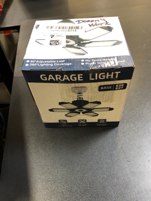 Photo 1 of BRAINIAC LED Garage Light Bulb 150W 15000LM Deformable Garage Lights Ceiling led with 6 Adjustable Panels, E26/E27 Screw in Shop Lights for Basement Barn Porch