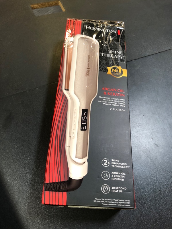 Photo 1 of Remington Shine Therapy 2 inch Hair Straightener, Flat Iron Infused with Argan Oil & Keratin, Professional Ceramic Flat Iron for Less Frizz, Shiny & Smooth Hot Styling Tools