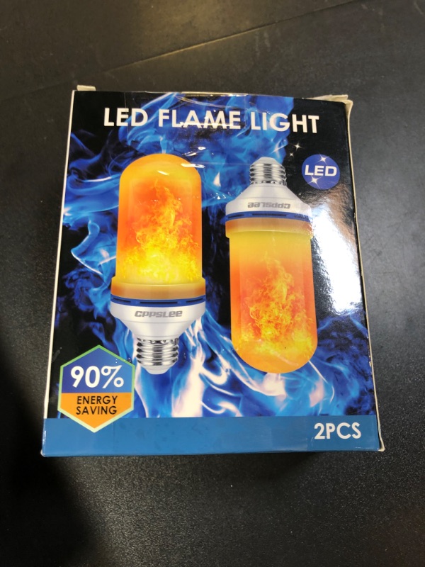 Photo 1 of Halloween Decorations Upgraded LED Flame Light Bulbs, 4 Modes Fire Flame Bulb, E26 Base Flickering Light Bulbs, Christmas Decorations Outdoor Indoor Patio Home Decor (Yellow, 2 Pack)