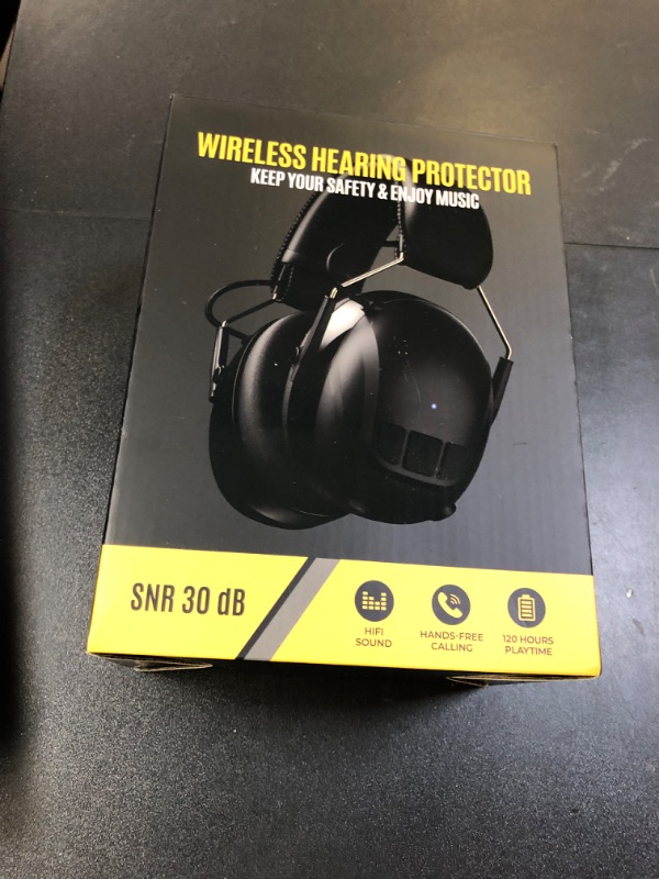 Photo 1 of Kalence Bluetooth 5.4 Hearing Protection with 120H Working Time, 30dB Safety Earmuffs, Rechargeable Ear Protection Headphones with Mic for Mowing, Workshops, Construction, Snowblowing, Black
