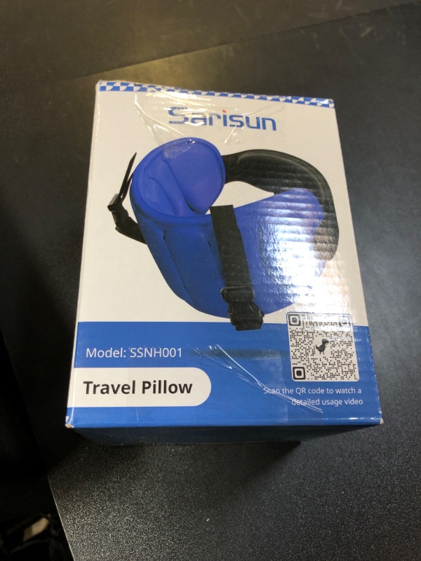 Photo 1 of SARISUN Travel Pillows for Airplanes, Airplane Pillow for Long Flight, Airplane Head Strap with Eye Mask for Sleep, Travel Neck Pillow for Car Road Trip, 360° Support Headrest, Stop Bobblehead, Black