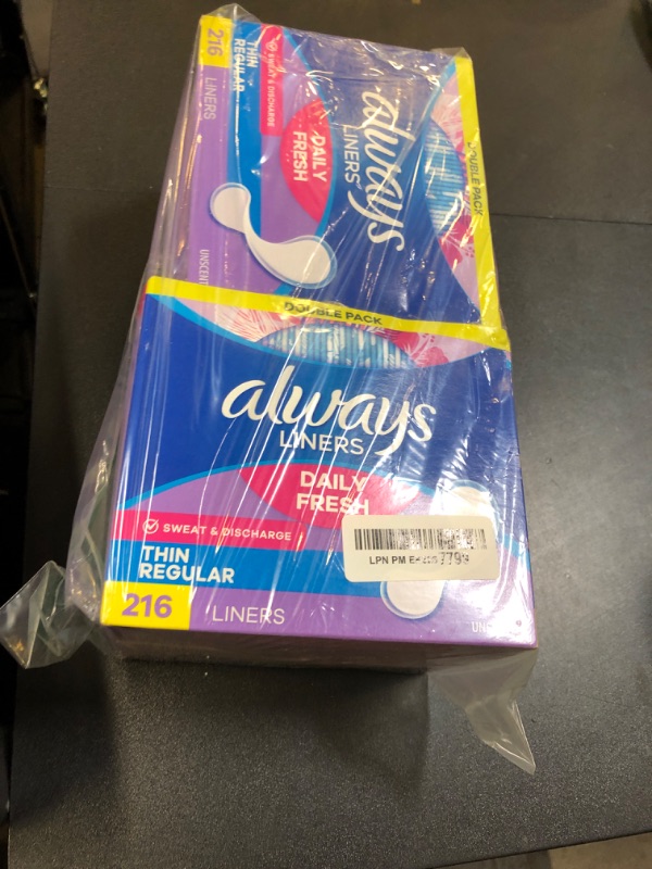 Photo 1 of Always Daily Fresh Thin Liners, Regular Absorbency, Unscented Panty Liners, 432 Count (2 Packs of 216)