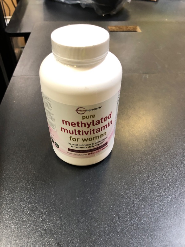 Photo 1 of Micro Ingredients Pure Methylated Multivitamin for Women, 240 Capsules | 32-in-1 Formula with Vitamin B, C, D + Iron, Methylfolate & More | Supports Women 's Daily Wellness | Filler Free, Non-GMO (EXP 07/2027)