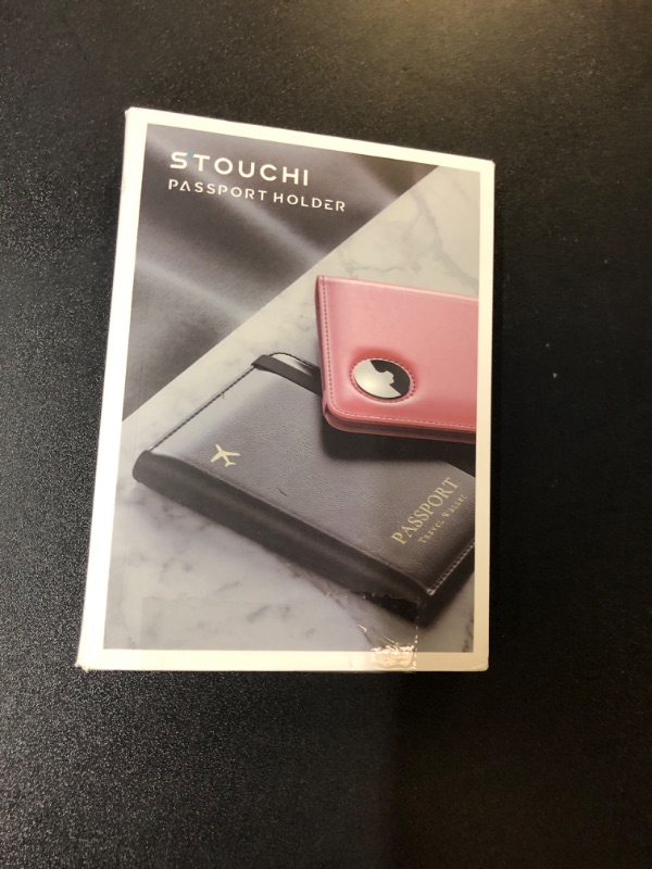 Photo 1 of Stouchi AirTag Passport Holder, Cute Passport Holder with Airtag Slot, RFID Passport Wallet Cover for Women, Family Leather Passport Protector Case, Anti-Lost Travel Essentials, Sky Blue