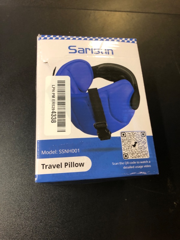Photo 1 of SARISUN Travel Pillows for Airplanes, Airplane Pillow for Long Flight, Airplane Head Strap with Eye Mask for Sleep, Travel Neck Pillow for Car Road Trip, 360° Support Headrest, Stop Bobblehead, Black