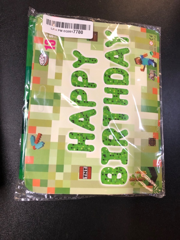 Photo 1 of FANGBBO TNT Pixel Happy Birthday Banner Party Decorations Foil Balloons Letters Signs Blast Gaming Party Miner Supplies for Boy Girl