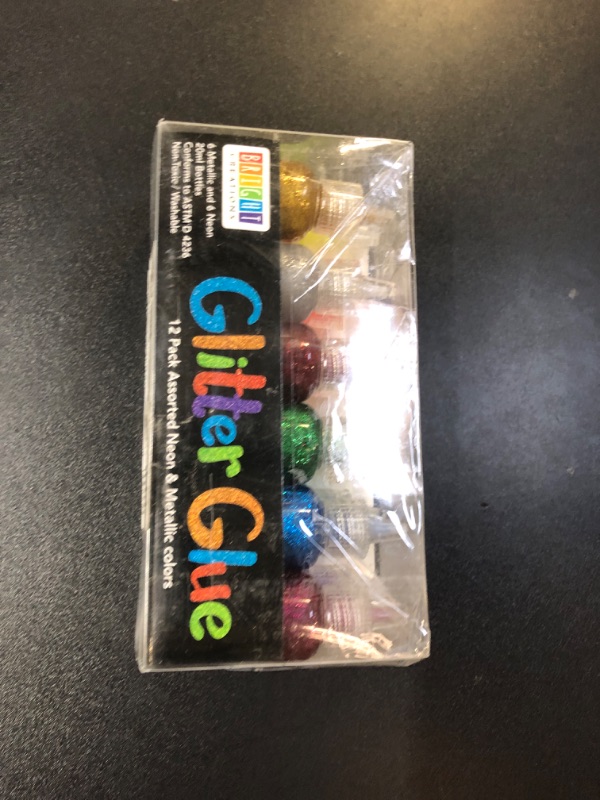 Photo 1 of Bright Creations Glitter Glue for Crafts & Glue Pens - Easy-Squeeze Washable Bottles Bulk Multipack Craft Glitter - Pack of 12, 20 ml, Neon Metallic Colors