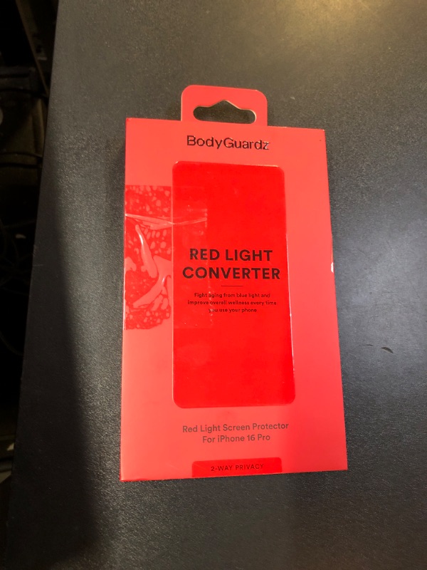 Photo 1 of BodyGuardz Red Light Privacy Converter Compatible with iPhone Devices Screen Protector - Impact Protection With Red Light Conversion - 2-way Privacy - 9H Hardness (for iPhone 17 Pro - 6.3 inch)