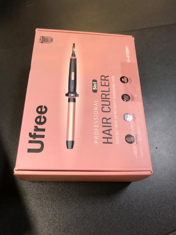 Photo 1 of Ufree 5 in 1 Curling Iron with Interchangeable Ceramic Barrels (0.35"-1.25"), Curling Wand Set with Flat Iron Hair Straightener, Instant Heat Up, Dual Voltage Hair Curler, Gifts for Women
