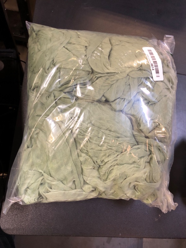 Photo 1 of 10 Pack Sage Green Cheesecloth Table Runners, 10ft Wide Gauze Boho Table Runners for Bridal Shower Wedding Birthday Party Table Decorations