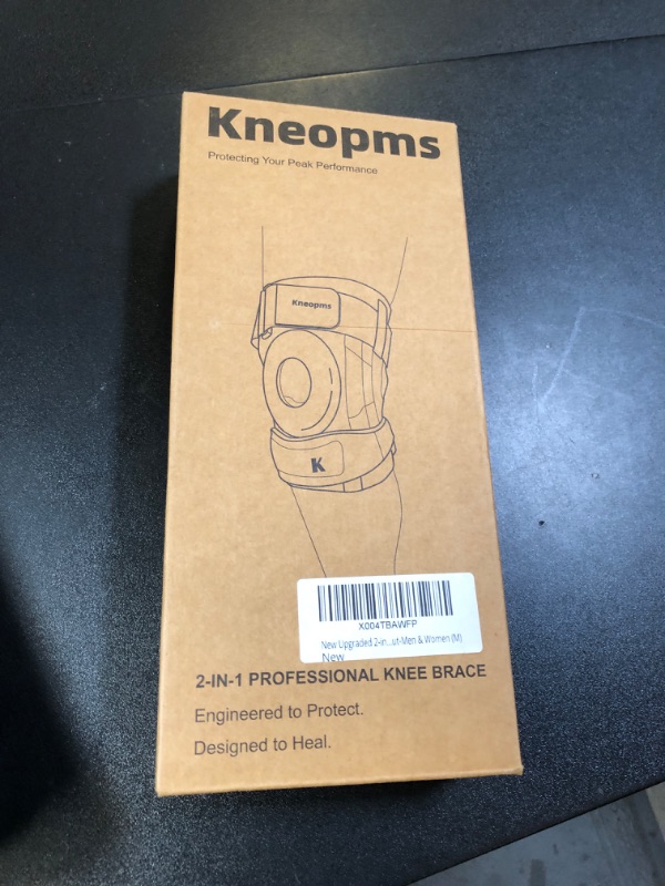Photo 1 of Kneopms 2-in-1 Knee Brace with Side Stabilizers & Patella Pad for Pain Relief,Adjustable Compression Knee Support,Knee Sleeve for Meniscus Tear, ACL, Joint Pain, Runner, Workout-Men & Women (M)