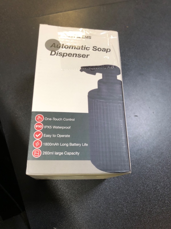 Photo 1 of Automatic Soap Dispenser Liquid Touchless: 9oz Black Plastic - Rechargeable Electric Smart 3 Level Adjustable Auto Hand Soap Dispenser - Dish Bathroom Kitchen