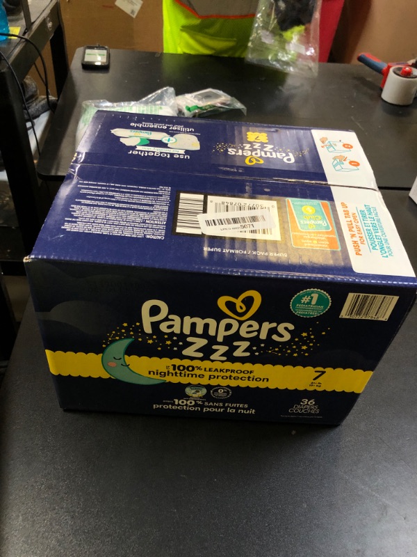 Photo 1 of Pampers ZZZ Overnight Diapers, Size 7 (41+ lbs), 36 Count, Nighttime Protection Disposable Baby Diaper, Night Time Leak and Skin Protection