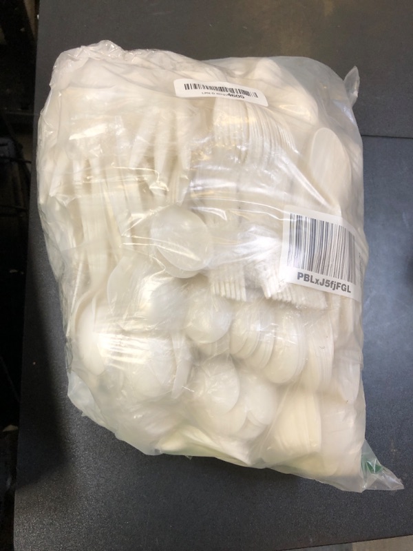 Photo 1 of 1,000 Plastic Disposable Soup Spoons Bulk White Medium Weight Disposable Silverware Plastic Cutlery Spoons