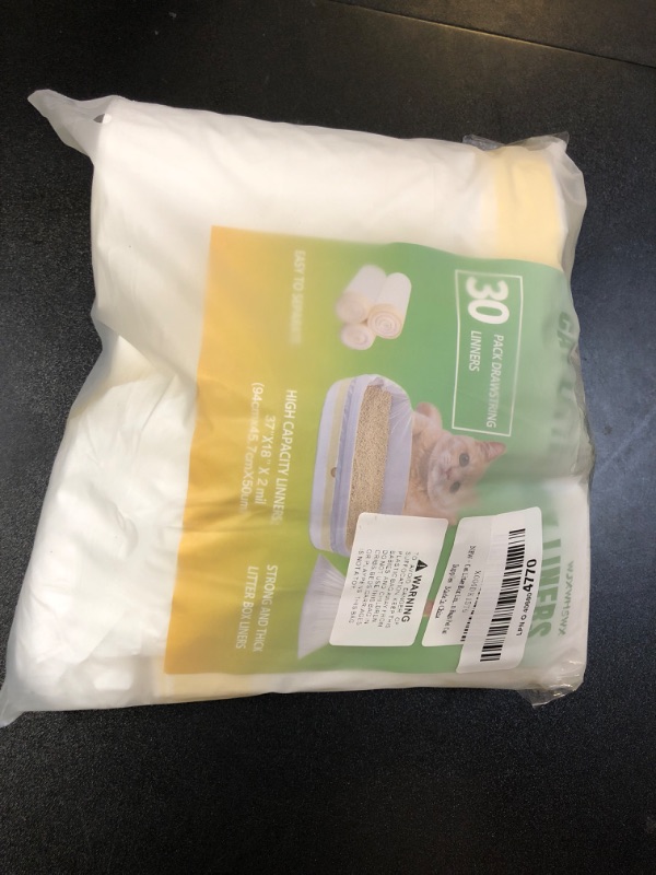 Photo 1 of Jumbo Cat Litter Box Liners 37" x 18",30 Count Jumbo Extra Thick With 3 Mil Cat Waste Litter Bags Extra Heavy Duty Large Drawstring Kitty Litter Pan Bags For Pet Supplies