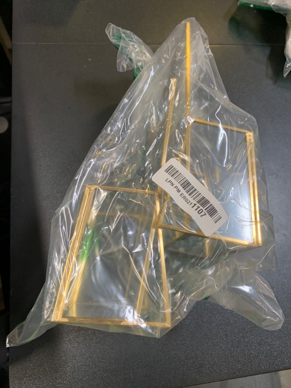 Photo 1 of Fuyoooo 2 Pcs Gold Glass Brochure Holder Stand 4 Inch Countertop Clear Literature Trifold Pamphlet Holder Flyer Brochure Display Stand for Magazine, Booklets, Menu, Journals