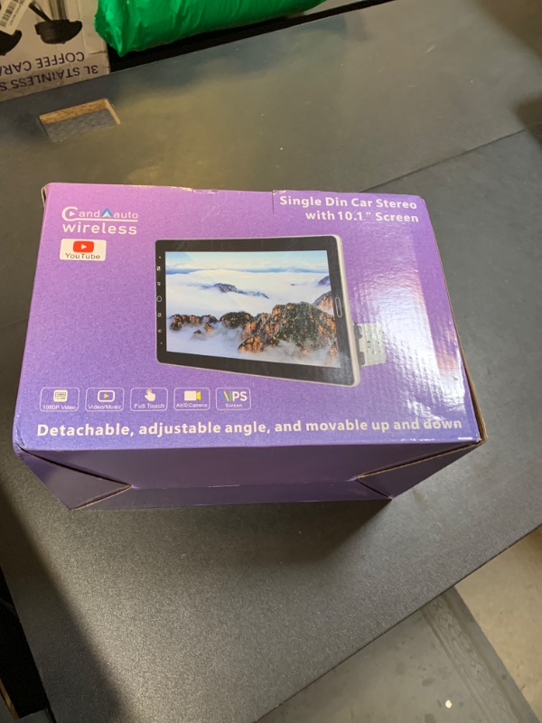 Photo 1 of 10.1 inch Single Din Car Stereo with Wireless Carplay 10 inch Touchscreen Radio Support AM FM Radio/YouTube Video/Car Play/Android Auto/Bluetooth/SWC + Backup Camera + Mic