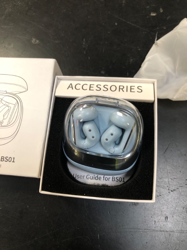 Photo 1 of Wireless Earbuds, Clip On Ear Headphones, Bluetooth 5.4 HiFi Stereo Earbuds, 42H, LED Display Ear Buds, Comfortable Lightweight, IP7 Waterproof Open Ear Earphones, Earbud for Workouts Running, Blue