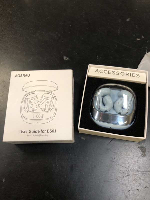 Photo 1 of Wireless Earbuds, Clip On Ear Headphones, Bluetooth 5.4 HiFi Stereo Earbuds, 42H, LED Display Ear Buds, Comfortable Lightweight, IP7 Waterproof Open Ear Earphones, Earbud for Workouts Running, Blue