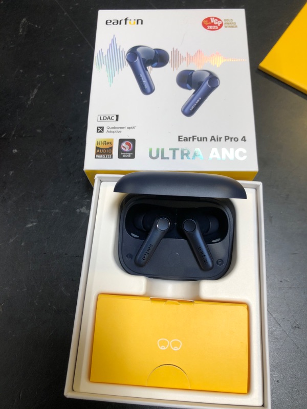 Photo 1 of EarFun Air Pro 4 Adaptive Hybrid Noise Canceling Wireless Earbuds, Qualcomm Snapdragon Sound, aptX Lossless, 6 Mics AI CVC 8.0 Call, LDAC Hi-Res Audio, 52H Playtime, Bluetooth 5.4 (Royal Blue)
