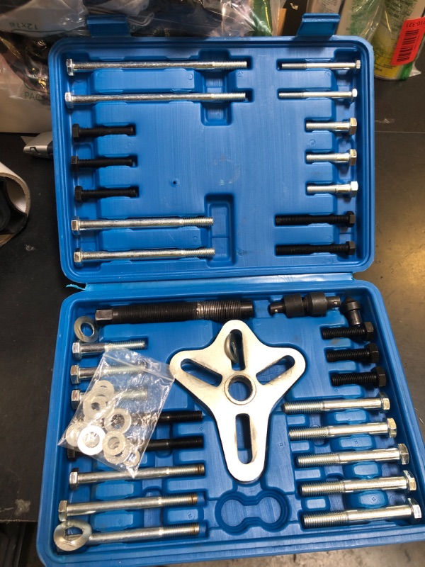 Photo 1 of WYNNsky 46 Pieces Steering Wheel Puller Kit, Use with Harmonic Balancers, Crankshaft Pulleys and Gears, Work on Most Cars, Pickups, SUVs