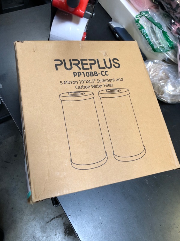 Photo 1 of PUREPLUS 5 Micron 10" x 4.5" Whole House Sediment and Carbon Water Filter Replacement Cartridge for GE FXHTC, GXWH40L, GXWH35F, GNWH38S, Culligan RFC-BBSA, WRC25HD, PP10BB-CC, Pentek RFC-BB, 2Pack