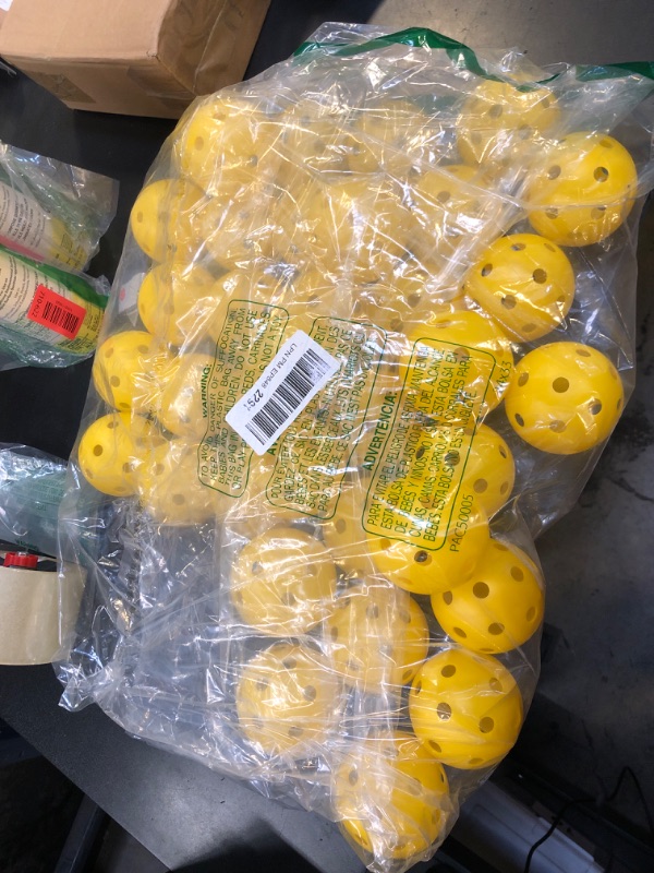 Photo 1 of Tanlade 36 Pack Baseball Practice Balls Plastic Training Balls Lightweight Hollow Softballs with a Drawstring Bag for Hitting, 2.91 in Baseball Batting Training Pitching Indoor Outdoor Use(Yellow)