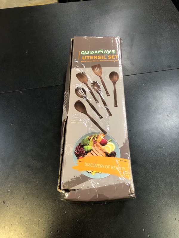 Photo 1 of Gudamaye 12 inch Black Walnut Wooden Utensils - 6 Pcs Crafting Spoon Set for Cooking