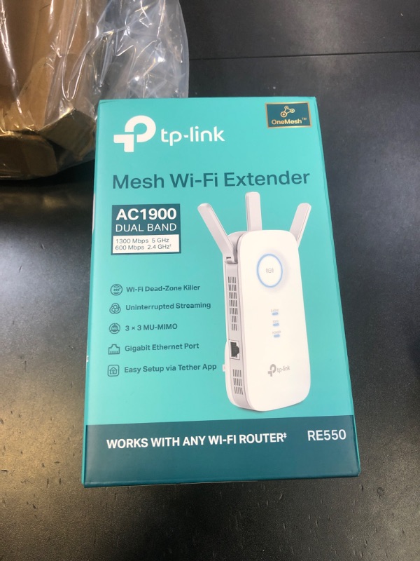 Photo 1 of TP-Link AC1900 WiFi Range Extender RE550 | Dual-Band Wireless Repeater Amplifier w/Gigabit Ethernet Port | Up to 2200 Sq. Ft., 32 Devices | Internet Signal Booster | APP Setup | EasyMesh CompatibleLPNPMEX5162365
