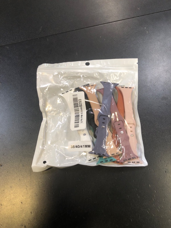 Photo 1 of 10 Pack Slim Bands Compatible with Apple Watch Bands 38mm 40mm 41mm 42mm 44mm 45mm 46mm 49mm, Soft Thin Silicone Sport Narrow Strap for iWatch Series 11/10/9/8/SE/7/6/5/4/3/2/1/Ultra Women Men