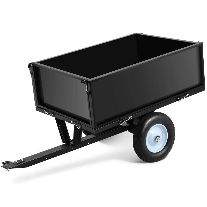 Photo 1 of  Garvee 500LBS Heavy Duty Tow Behind ATV Trailer Dump Cart, Pull Behind Yard Wagon Cart with 2 Wheels, Lawn Mower Cart for Lawn Mower Tractor, ATV, UTV
